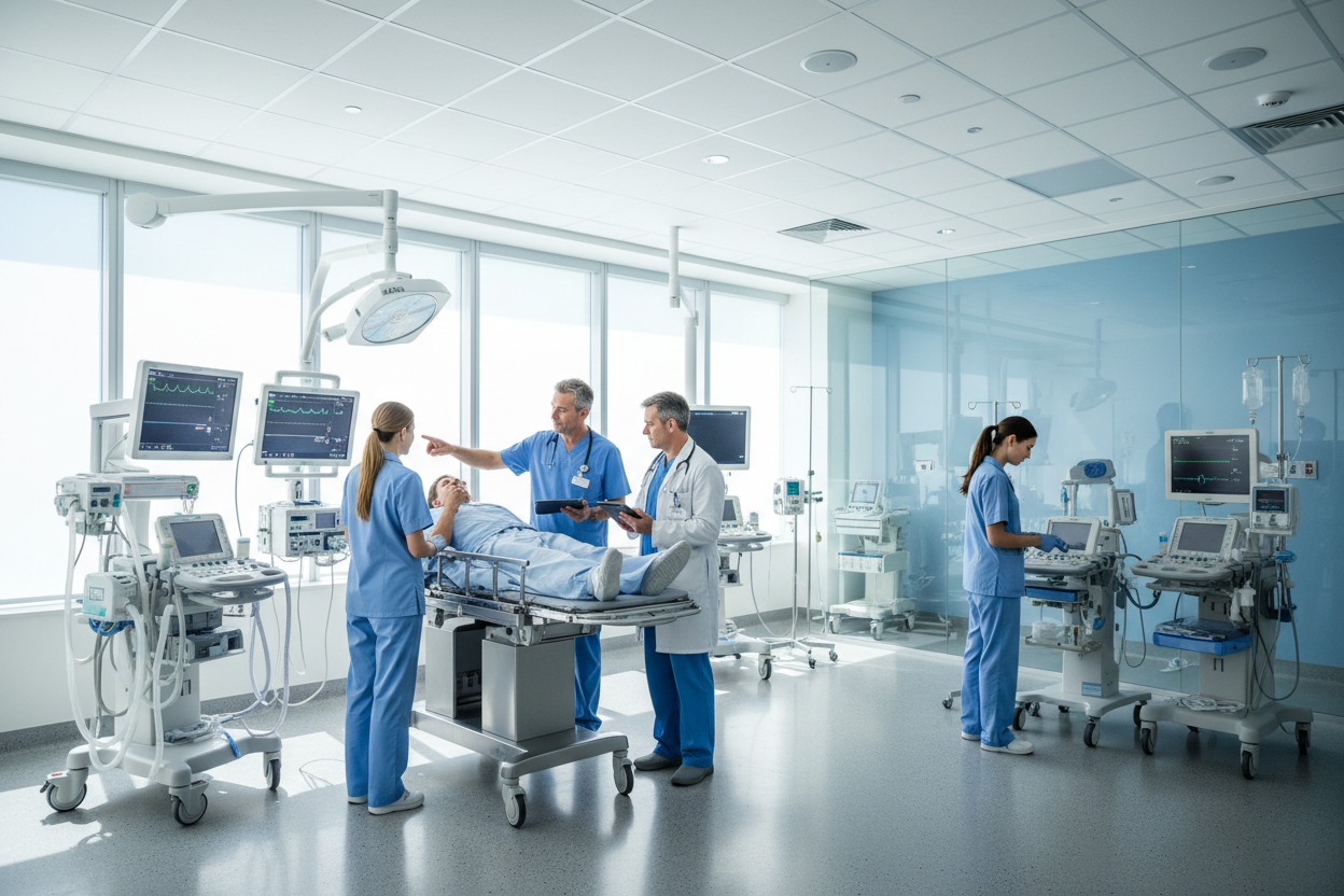 Doctors and nurses in emergency room